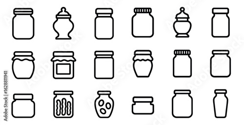 Food and kitchen line icons set – outline, cooking, and culinary symbols