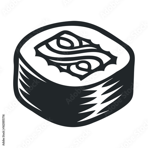 Stylized sushi roll design for culinary enthusiasm and branding