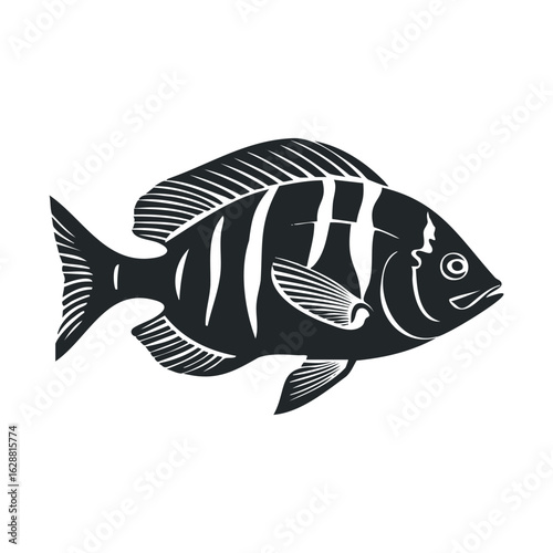Black striped fish silhouette for design or artwork inspiration