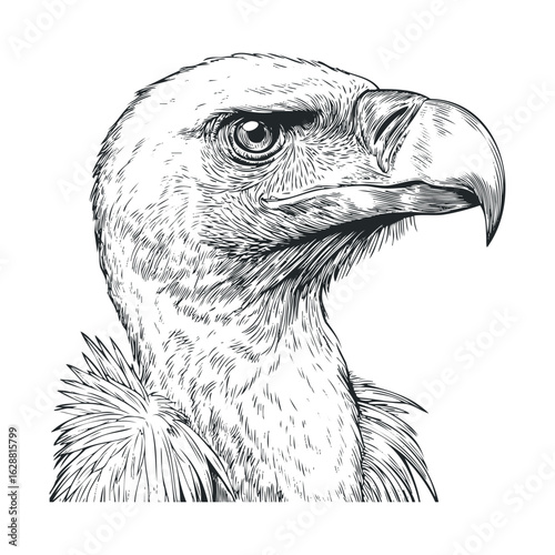 Detailed portrait of a majestic vulture focusing on its features