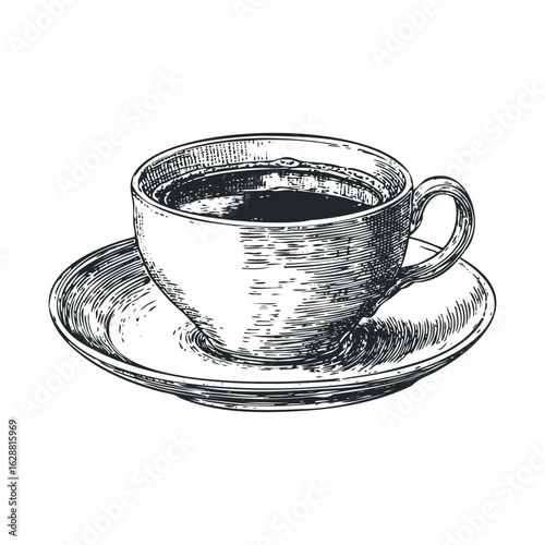 Elegant coffee cup on saucer for cozy moments at home