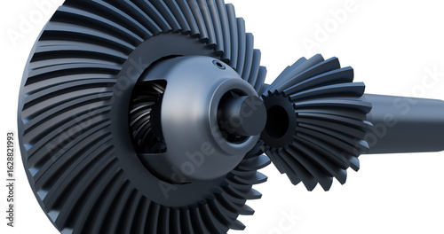 Tableau sur toile close up view of differential gear; ring gear assembly; Power transmission gear;
