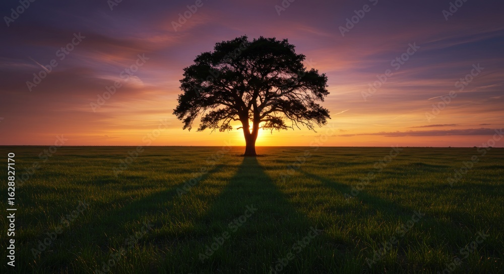 Obraz premium Solitary Tree at Sunset