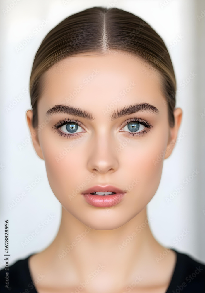 Fototapeta premium elegant female model with flawless complexion and natural makeup