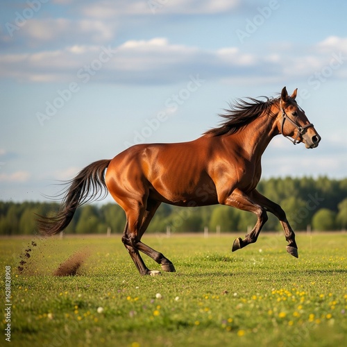 horse running in the field