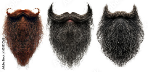 Set of men's beard and mustache. Isolated gray beard.