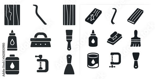 Wallpaper Mural Carpentry and woodworking solid icons set – tools, construction, diy symbols Torontodigital.ca