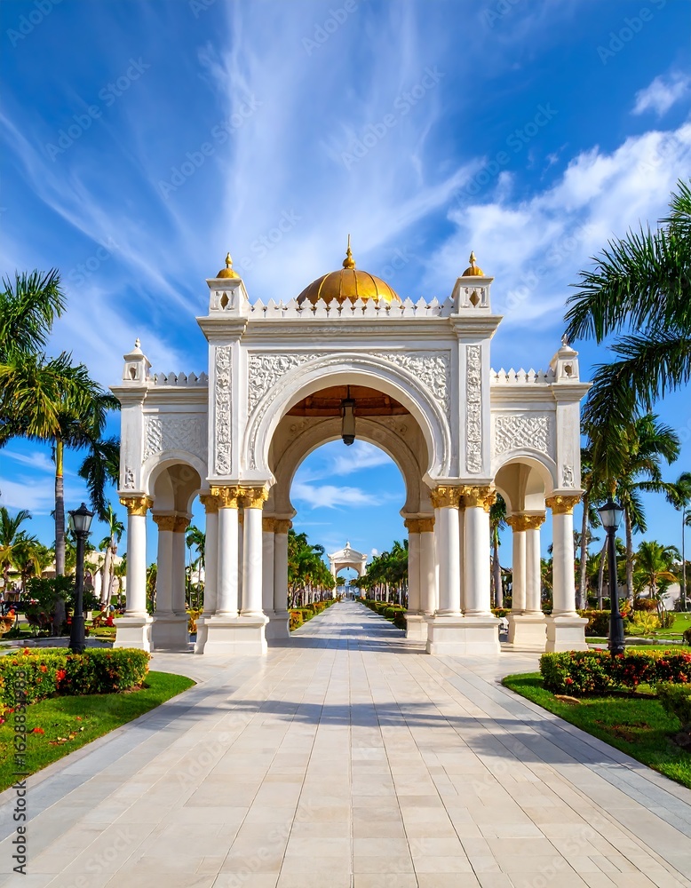 Fototapeta premium Grand Archway Through Tropical Garden
