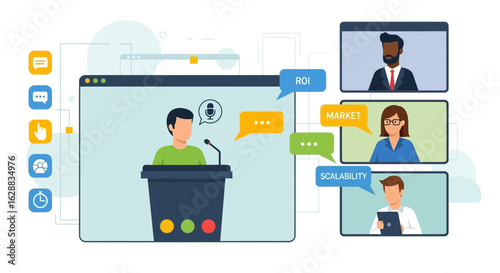 Online Conference With Speaker And Remote Attendees Virtual Event Presentation