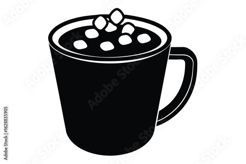 hot chocolate with marshmallows vector icon