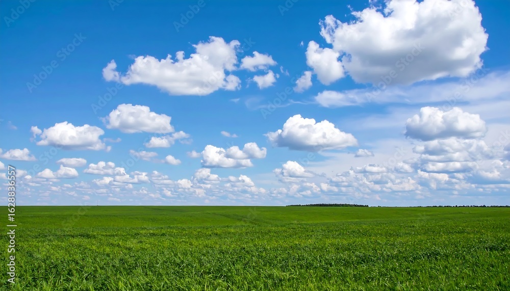 Wide open field under a vast blue sky Wide open field under a vast blue sky