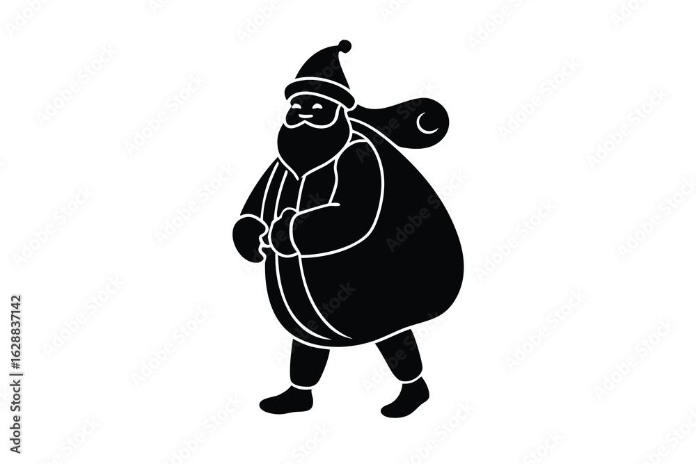 Naklejka premium santa sack on back vector icon
