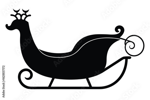 santa sleigh side view vector icon