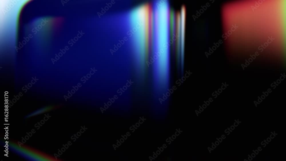 Abstract animation, dark background with color refraction effect, 4k seamless looping video, 3d render