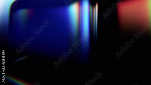 Abstract animation, dark background with color refraction effect, 4k seamless looping video, 3d render