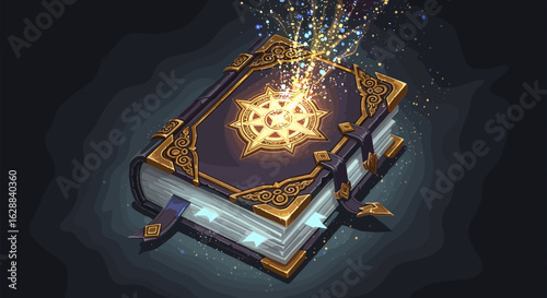 Enchanting Spellbook: A Mysterious Grimoire Unleashing Magical Energies in a Dark Fantasy Setting with Ornate Details and Ethereal Glow.