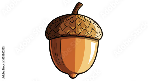 Isolated vector acorn illustration against white backdrop ideal for autumn designs and nature-themed graphics.