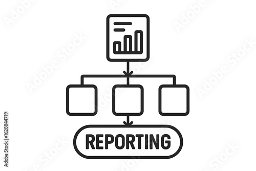 Data reporting flowchart with graphs and process connections reporting workflow chart