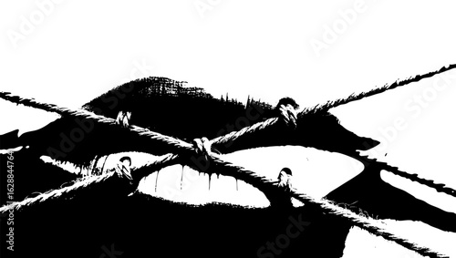 Pierced Lips Bound with Ropes