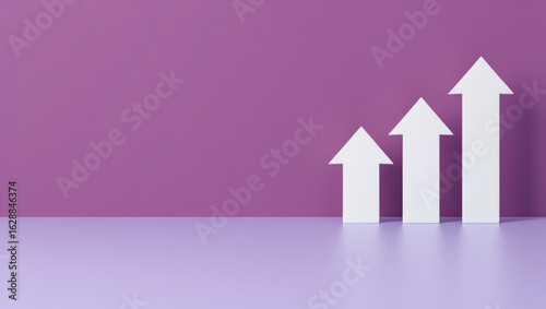 Free Download Increasing Growth Chart with White Arrows on Purple Background, Representing Business Success and Upward Trend in Performance and Financial Development - GFXLoad