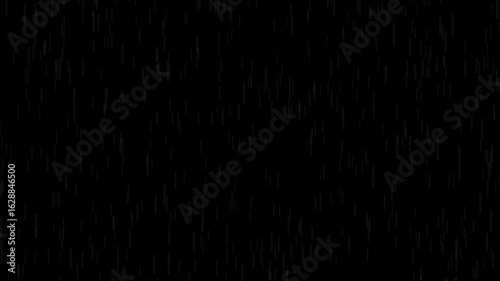 closeup rain drops falling. isolated on black background, slow motion, for overlay