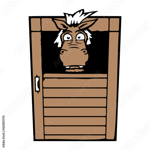 Horse Fearful Afraid Stable Door Funny Fear Comic