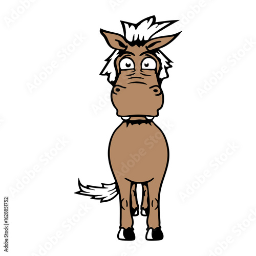 Horse Scared Afraid Fearful Funny Grimace Cartoon