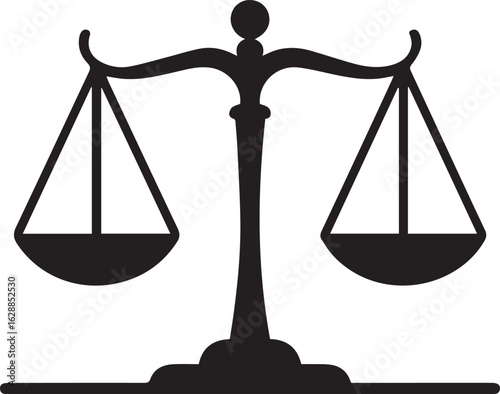 Classic scales of justice symbolize legal balance and fairness for legal professionals, lawyers, courtrooms or educational materials, originally from vector art