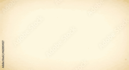 Vintage beige paper texture background with a soft glowing center and vignette border. An aged parchment graphic for design.
