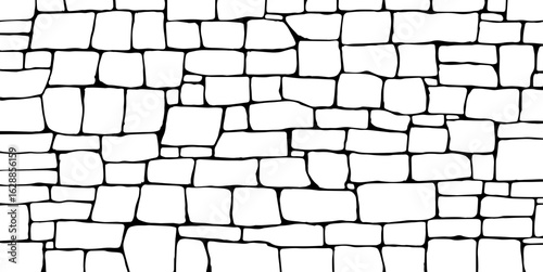 Stones brick wall, Masonry pattern of surface. Outline  illustration background layout. Stone wall pattern for landscape.
