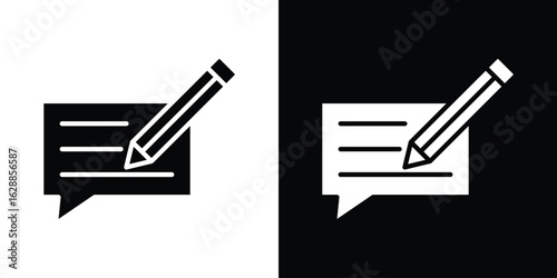 Write comment icon flat simple. icon set in silhouette