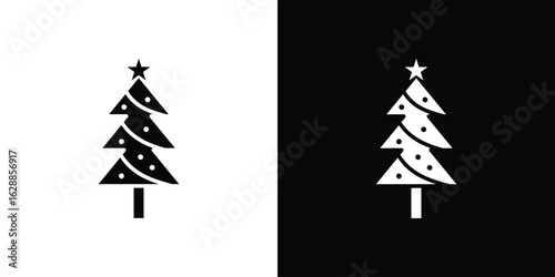 Tree christmas icon flat simple. icon set in silhouette