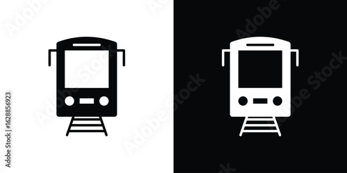 Train icon flat simple. icon set in silhouette