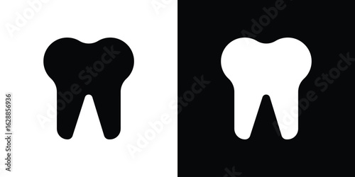Tooth icon flat simple. icon set in silhouette