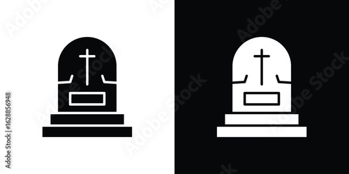 Tombstone icon flat simple. icon set in silhouette