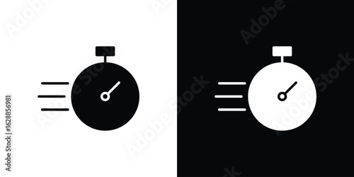Time fast icon flat simple. icon set in silhouette