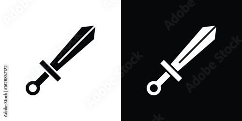 Sword icon flat simple. icon set in silhouette