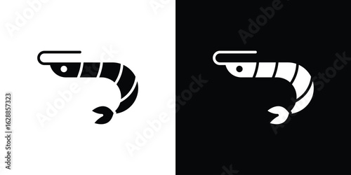 Shrimp icon flat simple. icon set in silhouette