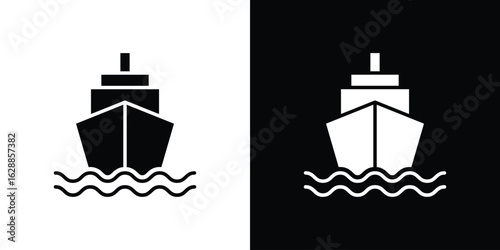 Ship icon flat simple. icon set in silhouette