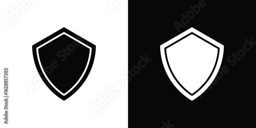 Shield icon flat simple. icon set in silhouette