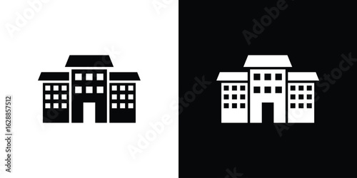 school icon flat simple. icon set in silhouette