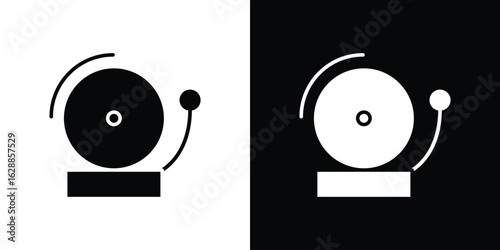 School bell icon flat simple. icon set in silhouette
