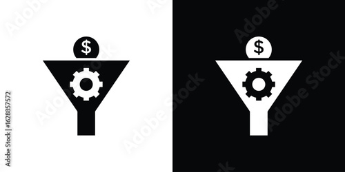 Sales funnel icon flat simple. icon set in silhouette