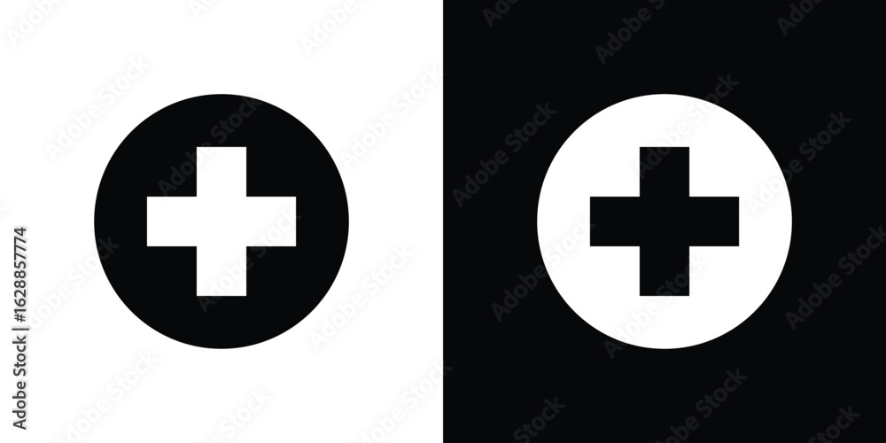 Obraz premium Plus icon flat simple. icon set in silhouette