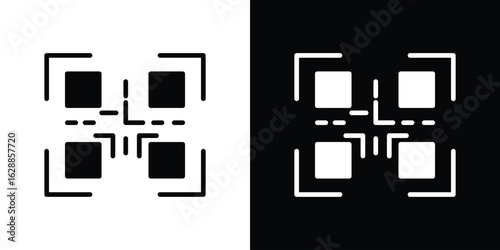 Qrcode icon flat simple. icon set in silhouette