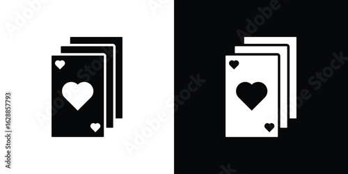 Playing cards icon flat simple. icon set in silhouette