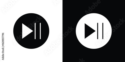 Play pause icon flat simple. icon set in silhouette