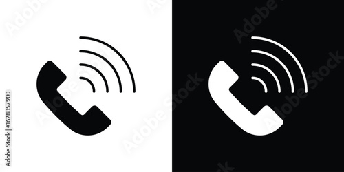 Phone call icon flat simple. icon set in silhouette