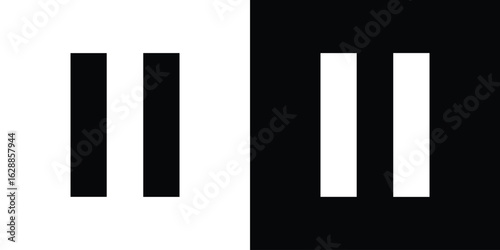 Pause icon flat simple. icon set in silhouette