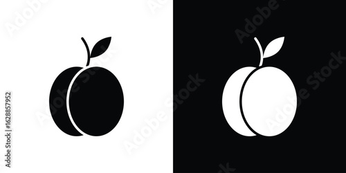 Peach icon flat simple. icon set in silhouette